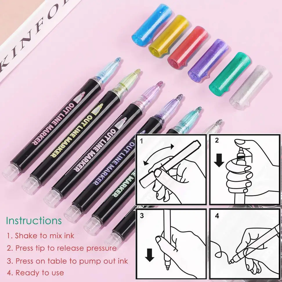 Outline marker Pack Of 12 (Buy 1 Get 1 Free)
