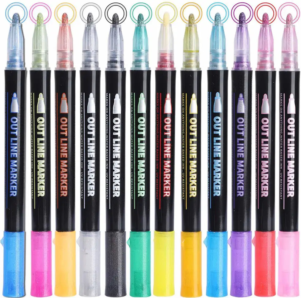Outline marker Pack Of 12 (Buy 1 Get 1 Free)