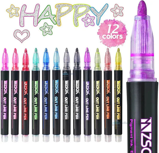 Outline marker Pack Of 12 (Buy 1 Get 1 Free)